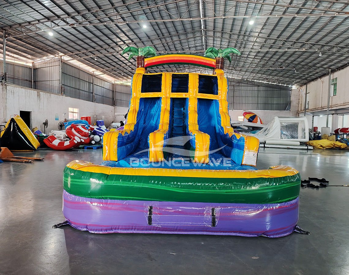 15ft Goombay Splash Dual Lane Center Climb Inflatable Water Slide - BounceWave Inflatable Sales