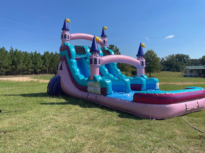 15ft Grand Royal Castle Dual Lane Center Climb Inflatable Water Slide - BounceWave Inflatable Sales