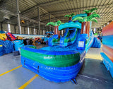 15ft Island Drop Commercial Single Lane Inflatable Water Slide - BounceWave Inflatable Sales