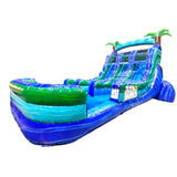 15ft Island Drop Dual Lane Water Slide – Center Climb - BounceWave Inflatable Sales