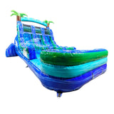 15ft Island Drop Dual Lane Water Slide – Center Climb - BounceWave Inflatable Sales