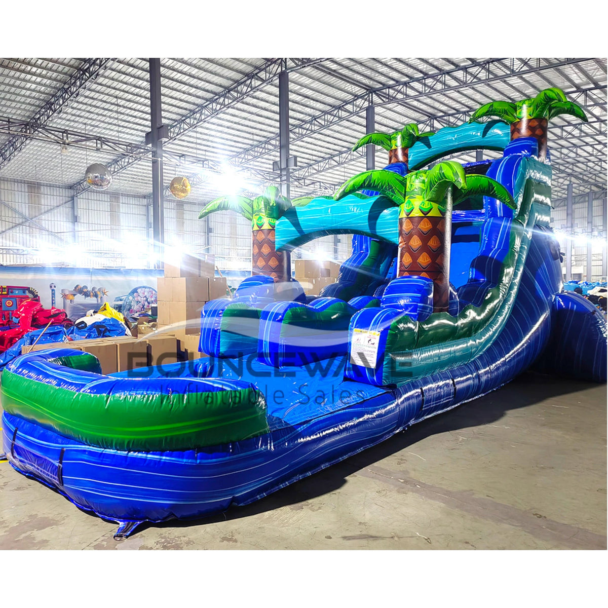 Drop Zone Inflatable 15ft Island Drop Commercial Single Lane Inflatable Water Slide ...