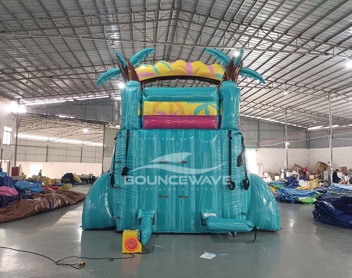 15ft Island Flow Palms Commercial Single Lane Inflatable Water Slide - BounceWave Inflatable Sales
