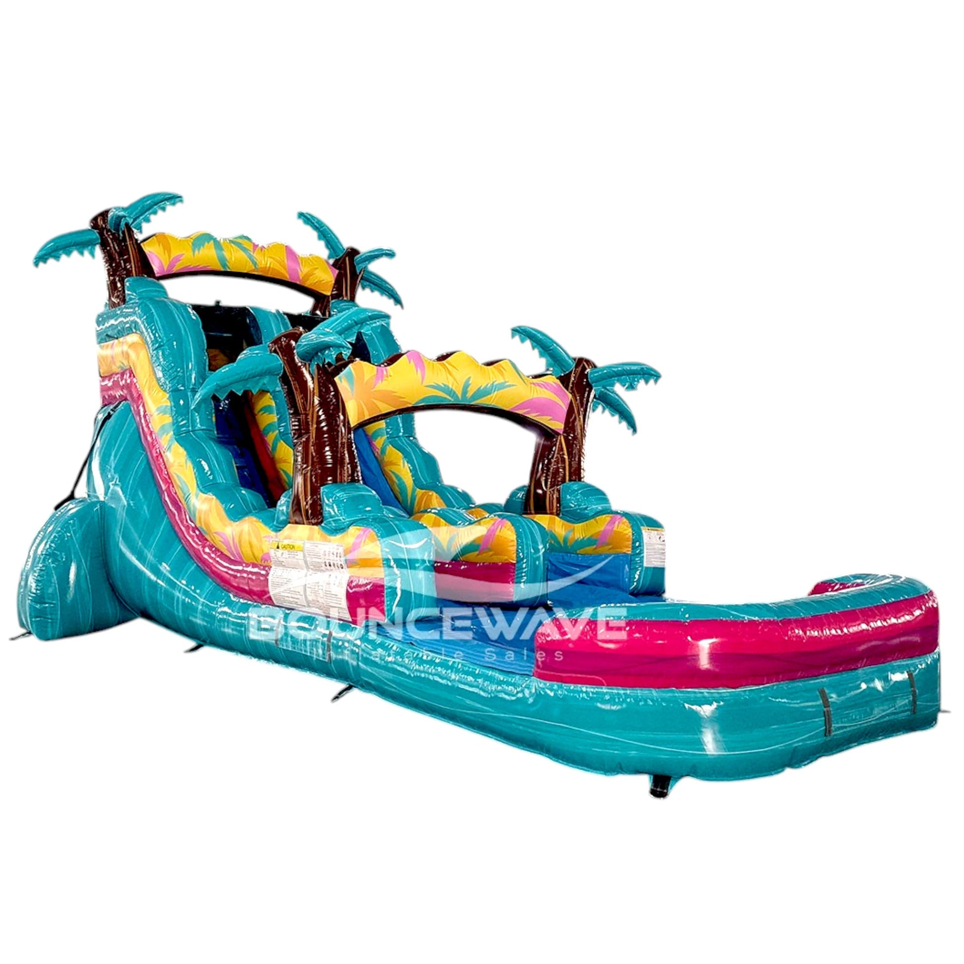 15ft Island Flow Palms Commercial Single Lane Inflatable Water Slide - BounceWave Inflatable Sales