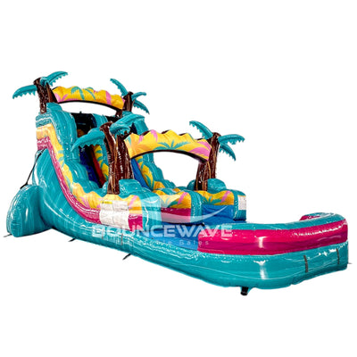 15ft Island Flow Palms Commercial Single Lane Inflatable Water Slide - BounceWave Inflatable Sales