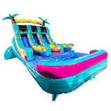 15ft Island Flow Palms Dual Lane Center Climb Inflatable Water Slide - BounceWave Inflatable Sales