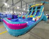 15ft Island Flow Palms Dual Lane Center Climb Inflatable Water Slide - BounceWave Inflatable Sales