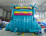 15ft Island Flow Palms Dual Lane Center Climb Inflatable Water Slide - BounceWave Inflatable Sales