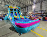 15ft Island Flow Palms Dual Lane Center Climb Inflatable Water Slide - BounceWave Inflatable Sales