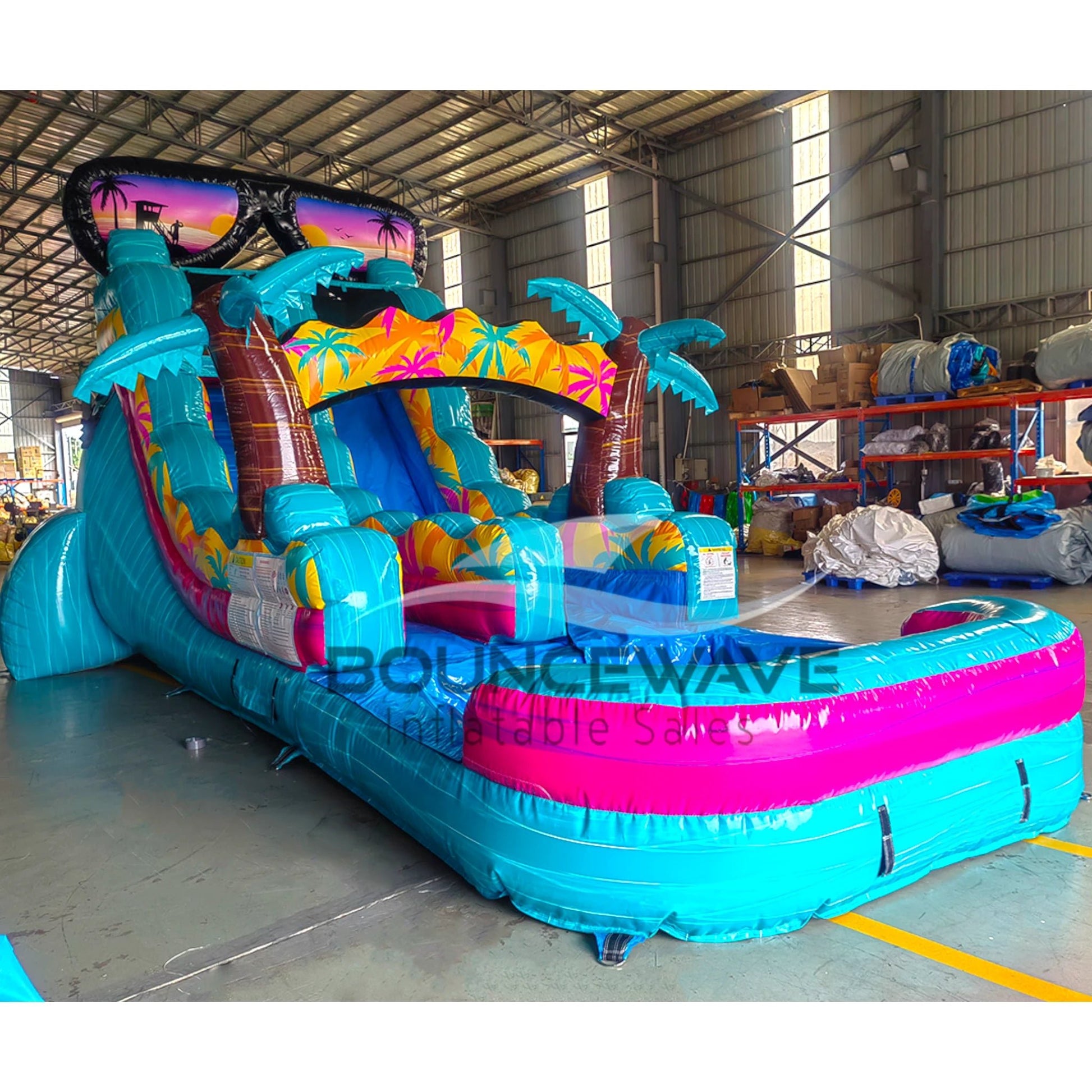 15ft Island Flow Commercial Single Lane Inflatable Water Slide