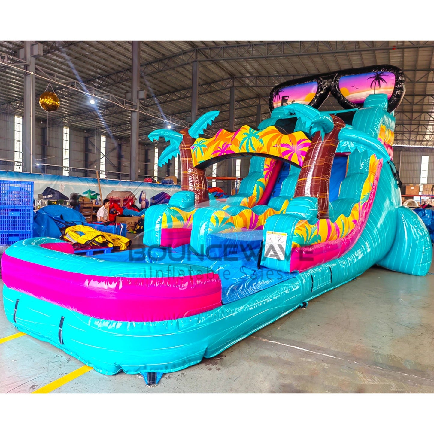 15ft Island Flow Commercial Single Lane Inflatable Water Slide