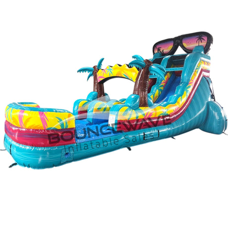 15ft Island Flow Single Lane Water Slide INFLATED LANDING - BounceWave Inflatable Sales