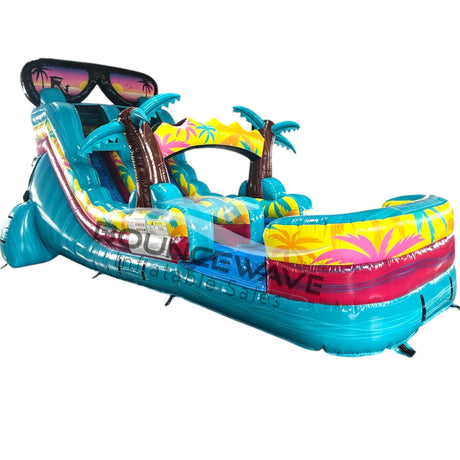 15ft Island Flow Single Lane Water Slide INFLATED LANDING - BounceWave Inflatable Sales