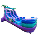 15ft Purple Plunge Dual Lane Center Climb Inflatable Water Slide - BounceWave Inflatable Sales