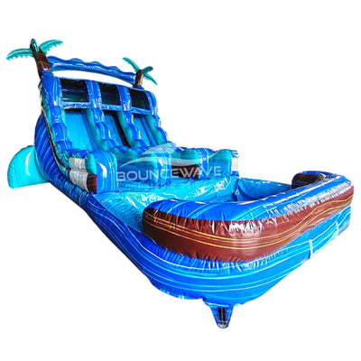 15ft South Beach Palms Dual Lane Center Climb Inflatable Water Slide - BounceWave Inflatable Sales