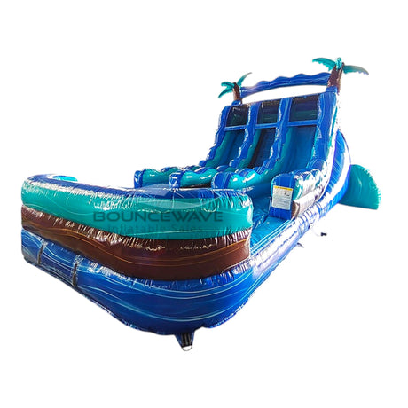15ft South Beach Palms Dual Lane Water Slide – Center Climb - BounceWave Inflatable Sales
