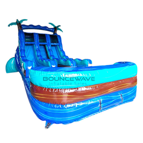 15ft South Beach Palms Dual Lane Water Slide – Center Climb - BounceWave Inflatable Sales