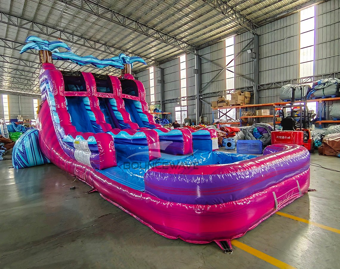 【poco】スタンダード16(スカイブルー、ピンク)クルーン(レインボー) 15ft Supernova Splash Dual Lane Center Climb Inflatable