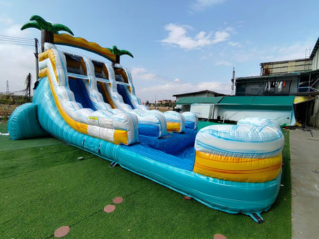 15ft Surf's Up Dual Lane Water Slide – Center Climb - BounceWave Inflatable Sales