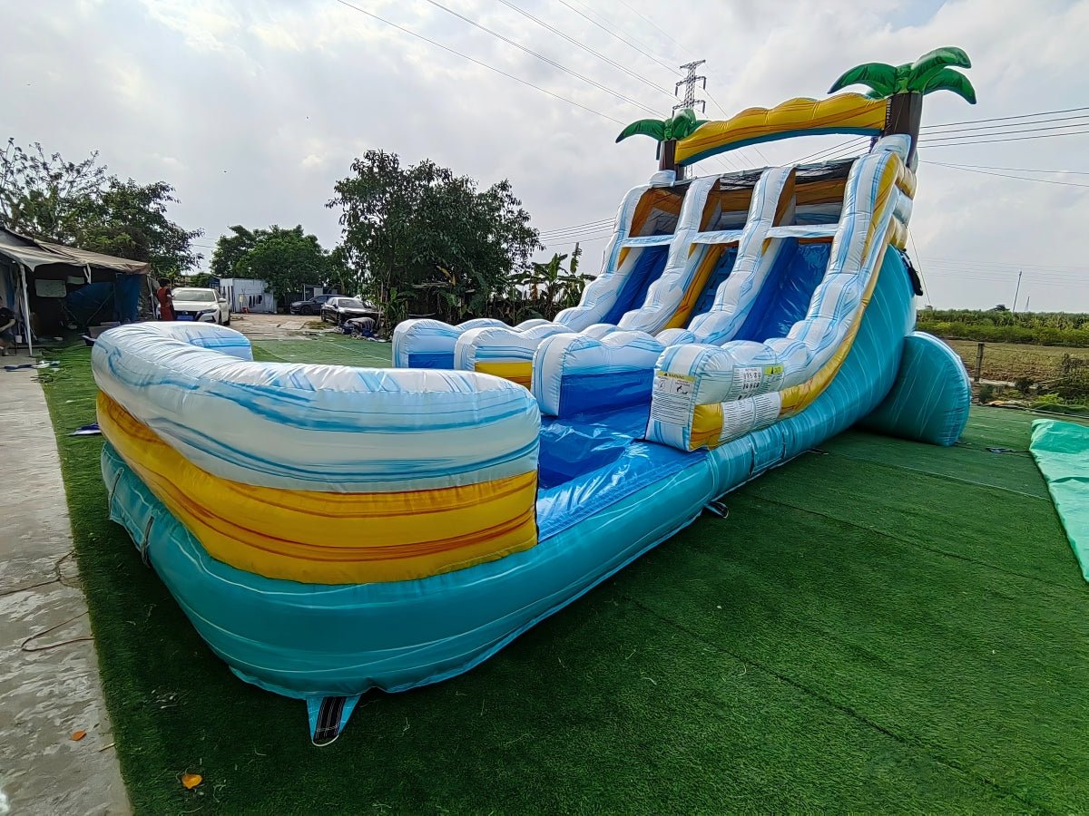 15ft Surf's Up Dual Lane Water Slide – Center Climb - BounceWave Inflatable Sales