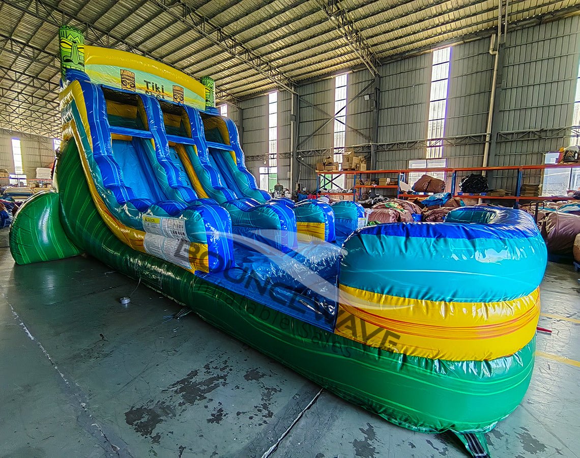 15ft Tiki Shot Dual Lane Water Slide – Center Climb - BounceWave Inflatable Sales