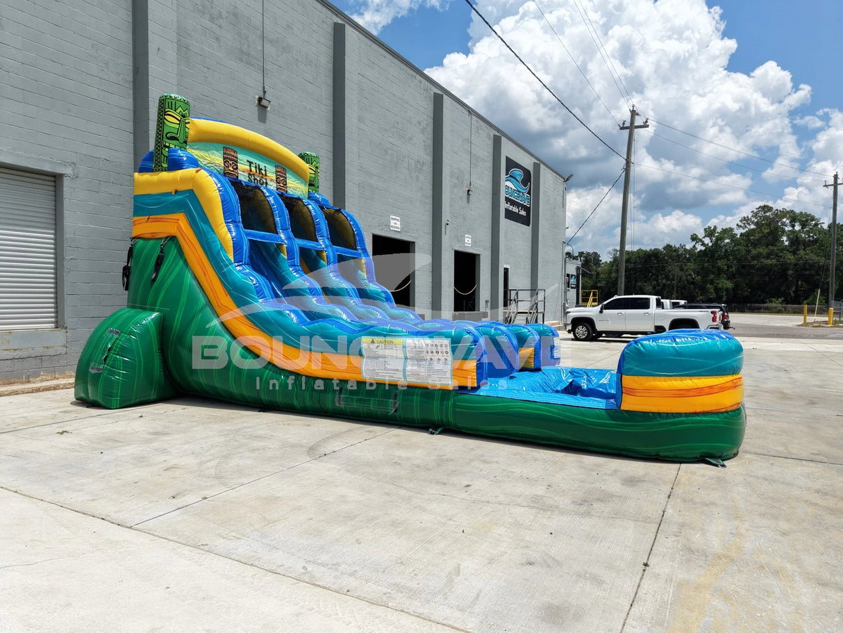 15ft Tiki Shot Dual Lane Water Slide – Center Climb - BounceWave Inflatable Sales