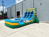 15ft Tiki Shot Dual Lane Water Slide – Center Climb - BounceWave Inflatable Sales