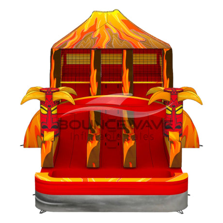 15ft Tiki Volcano Dual Lane Center Climb Inflatable Water Slide - BounceWave Inflatable Sales