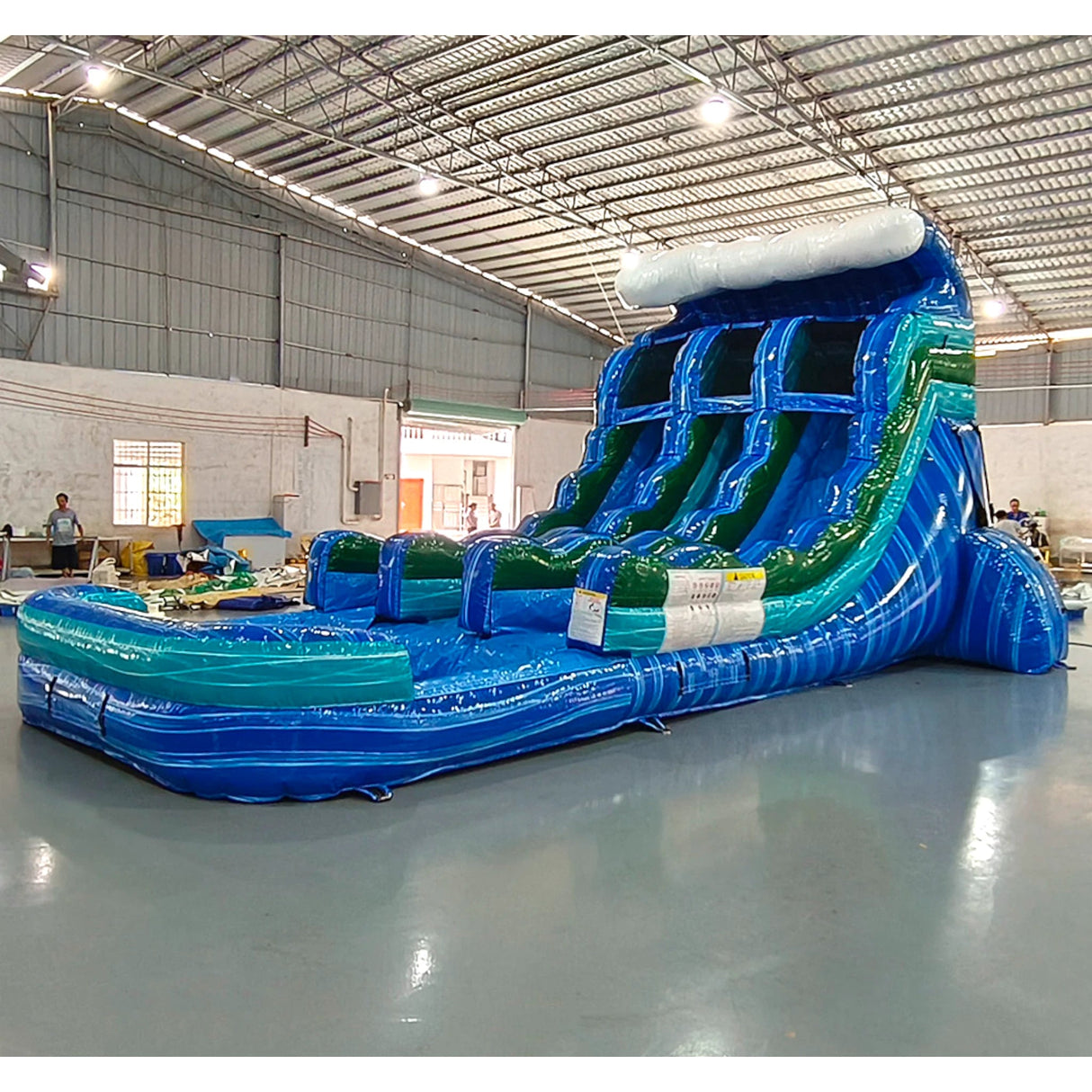 15ft Trop Wave Dual Lane Center Climb Inflatable Water Slide - BounceWave Inflatable Sales