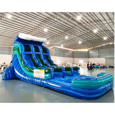 15ft Trop Wave Dual Lane Center Climb Inflatable Water Slide - BounceWave Inflatable Sales