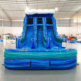 15ft Trop Wave Dual Lane Center Climb Inflatable Water Slide - BounceWave Inflatable Sales