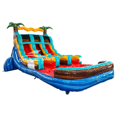 15ft Tropic Shock Dual Lane Center Climb Inflatable Water Slide - BounceWave Inflatable Sales