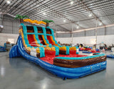 15ft Tropic Shock Dual Lane Center Climb Inflatable Water Slide - BounceWave Inflatable Sales