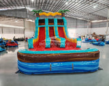 15ft Tropic Shock Dual Lane Center Climb Inflatable Water Slide - BounceWave Inflatable Sales