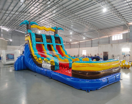 15ft Tropic Shock Dual Lane Water Slide – Center Climb - BounceWave Inflatable Sales
