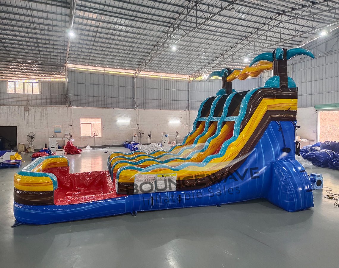 15ft Tropic Shock Dual Lane Water Slide – Center Climb - BounceWave Inflatable Sales