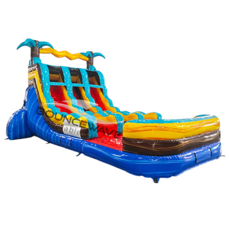 15ft Tropic Shock Dual Lane Water Slide – Center Climb - BounceWave Inflatable Sales