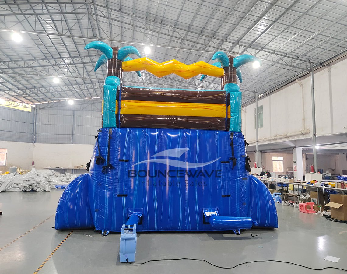 15ft Tropic Shock Dual Lane Water Slide – Center Climb - BounceWave Inflatable Sales