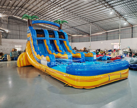 15ft Lava Falls Dual Lane Center Climb Inflatable Water Slide