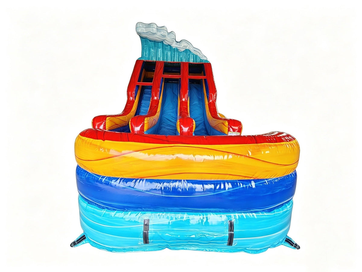 16ft Riptide Surge Wave Dual Lane Water Slide - PowerSplash - BounceWave Inflatable Sales