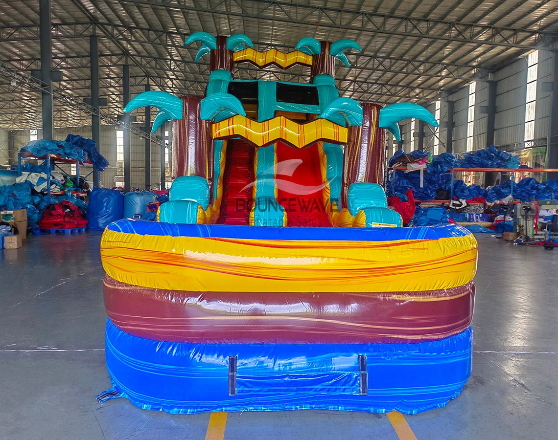 17ft Tropic Shock Slim Single Lane Inflatable Water Slide - BounceWave Inflatable Sales
