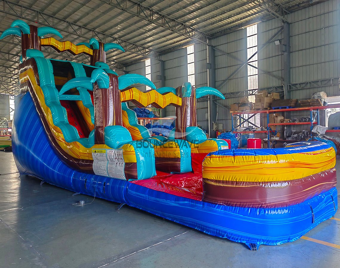 17ft Tropic Shock Slim Single Lane Inflatable Water Slide - BounceWave Inflatable Sales