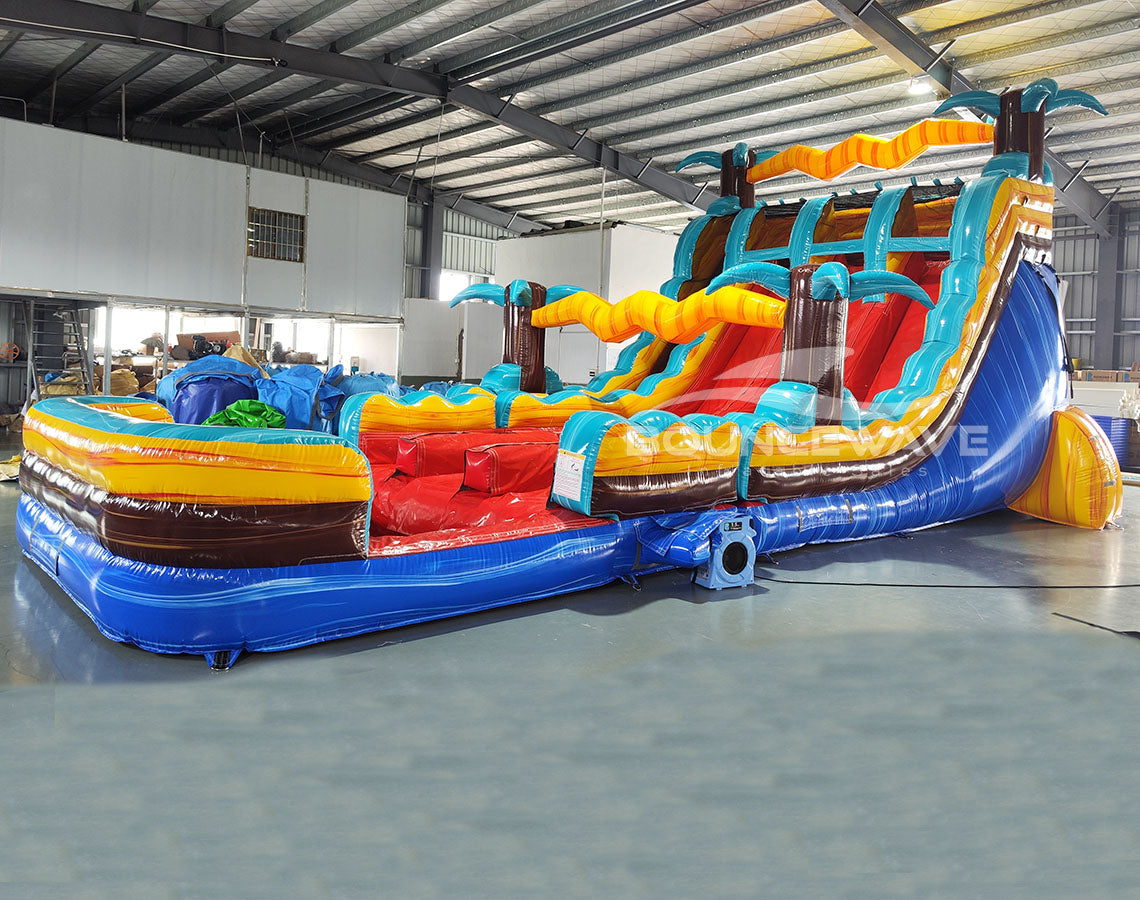 18ft Tropic Shock Hybrid Triple Lane Inflatable Water Slide