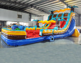 18ft Tropic Shock Hybrid Triple Lane Inflatable Water Slide