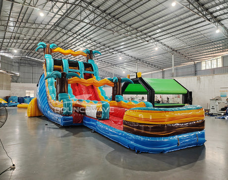 18ft Tropic Shock Hybrid Dual Lane Inflatable Water Slide