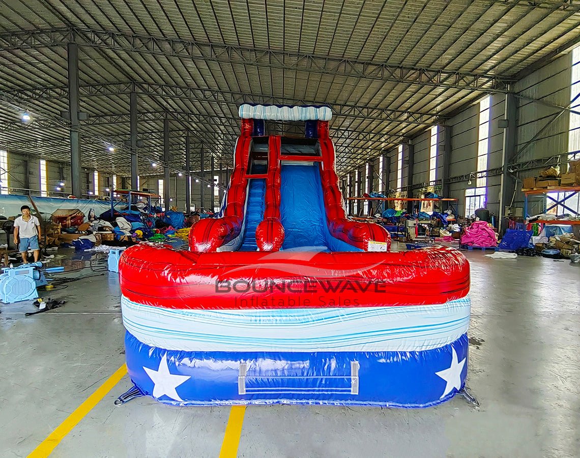 18ft American Thunder Commercial Single Lane Inflatable Water Slide - BounceWave Inflatable Sales