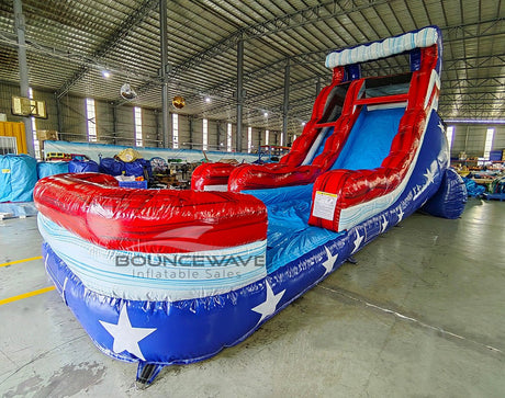 18ft American Thunder Commercial Single Lane Inflatable Water Slide - BounceWave Inflatable Sales