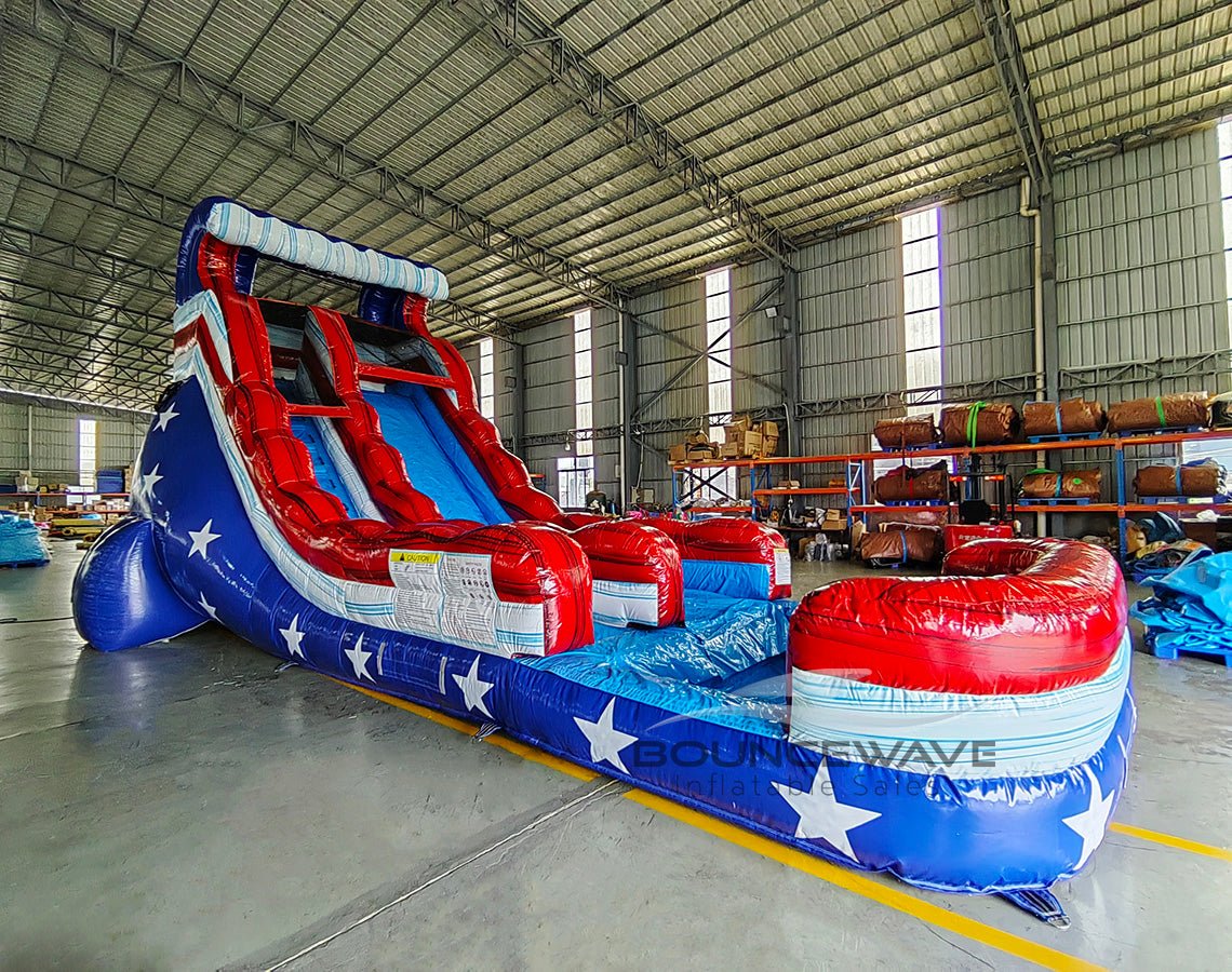 18ft American Thunder Commercial Single Lane Inflatable Water Slide - BounceWave Inflatable Sales