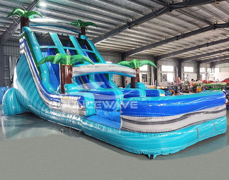 18ft Bahama Blast Dual Lane Center Climb Inflatable Water Slide - BounceWave Inflatable Sales