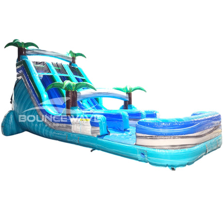 18ft Bahama Blast Dual Lane Center Climb Inflatable Water Slide INFLATED LANDING - BounceWave Inflatable Sales